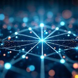 Abstract glowing network representing record label partnerships