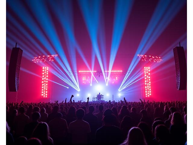Energy-efficient LED stage lighting setup at a music concert