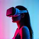 Portrait of a detail-oriented 3D visualization artist wearing VR headset, demonstrating technological prowess.