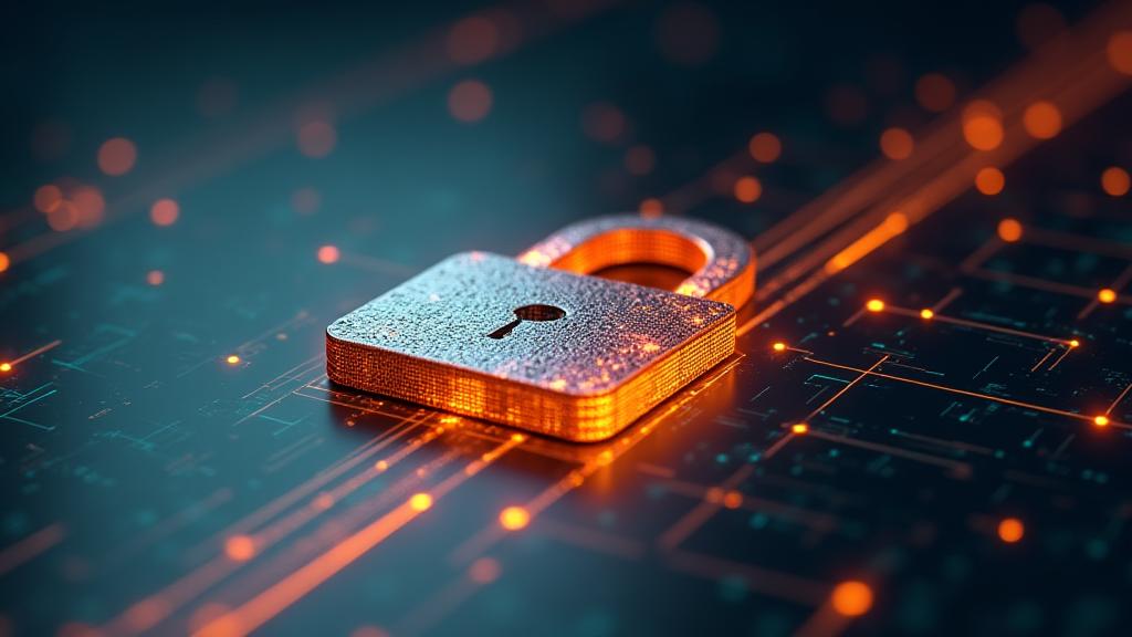 Abstract depiction of digital currency flowing into a secure lock, representing secure payment and financial transparency.