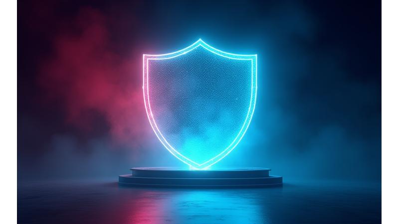 Glowing shield protecting abstract event elements, symbolizing comprehensive risk management and insurance coverage.