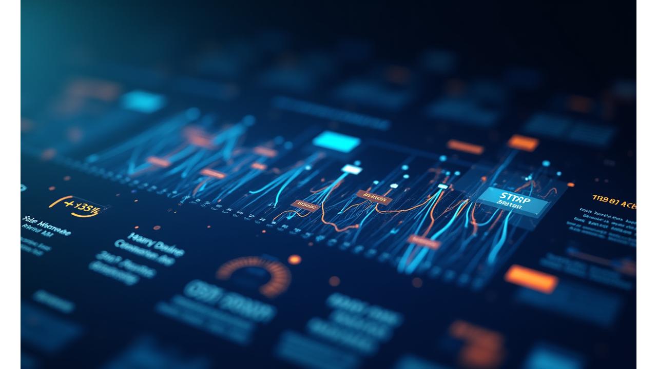 Dynamic success metrics dashboard displaying key performance indicators like 'Sales Increase +35%' and 'Conversion Rate +18%,' with positive growth trends and client testimonials integrated within the interface.